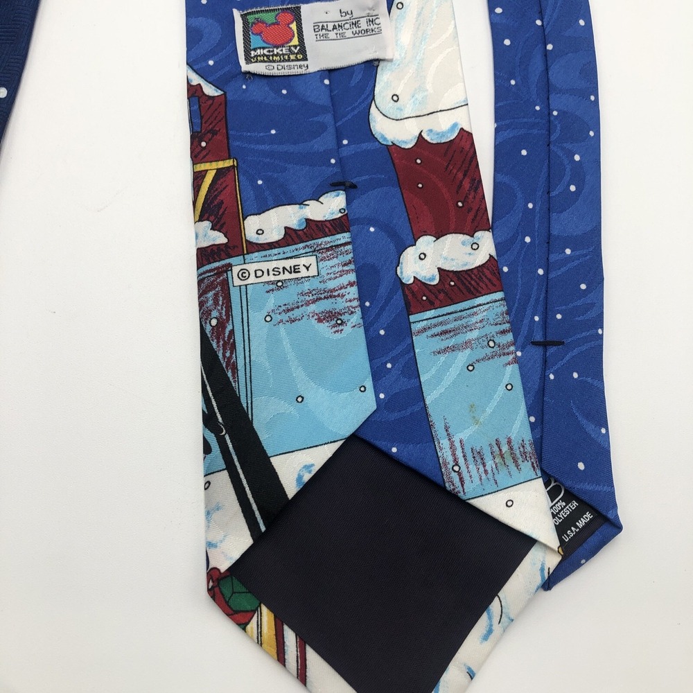 MICKEY UNLIMITED Mens Christmas Necktie Disney Mickey Donald Pluto Caroling - Picture 11 of 16